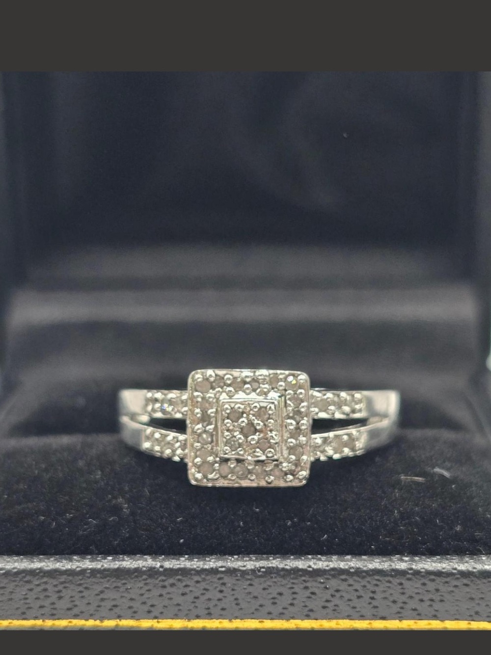Vintage Square Halo Diamond Ring - Sz7 - Picture 5 of 17